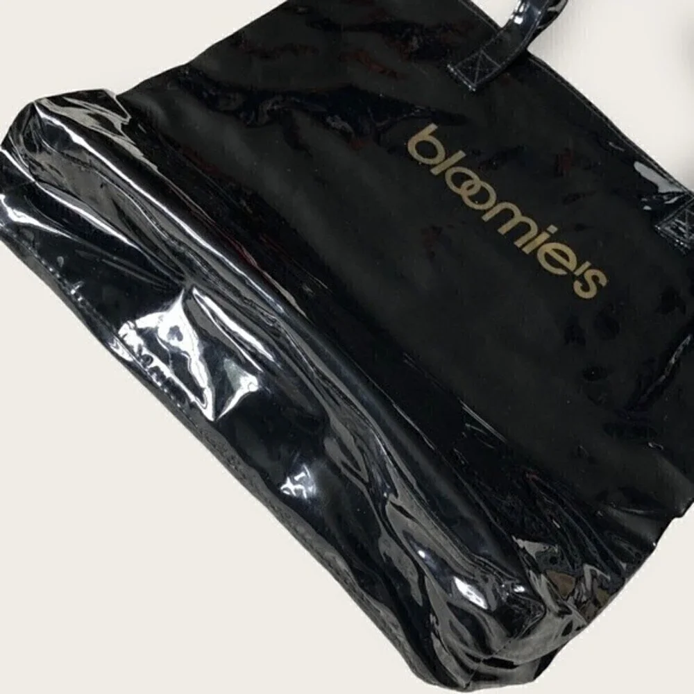 Vintage Bloomies Patent Thick Vinyl Shopping Bag Bloomingdale’s Shopper Tote